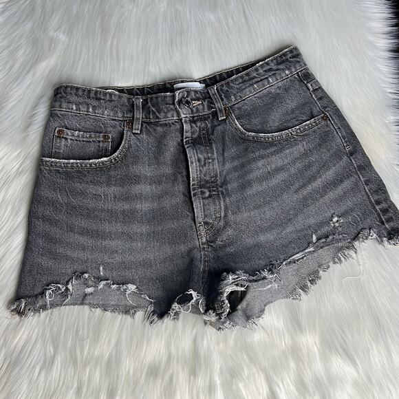Zara Gray Denim High Rise Cut Offs - Picture 1 of 7